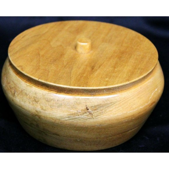 Vtg 1997 Wooden Carved Trinket Bowl Dish Candy Jim Marna Handcrafted Modern West - Picture 2 of 12